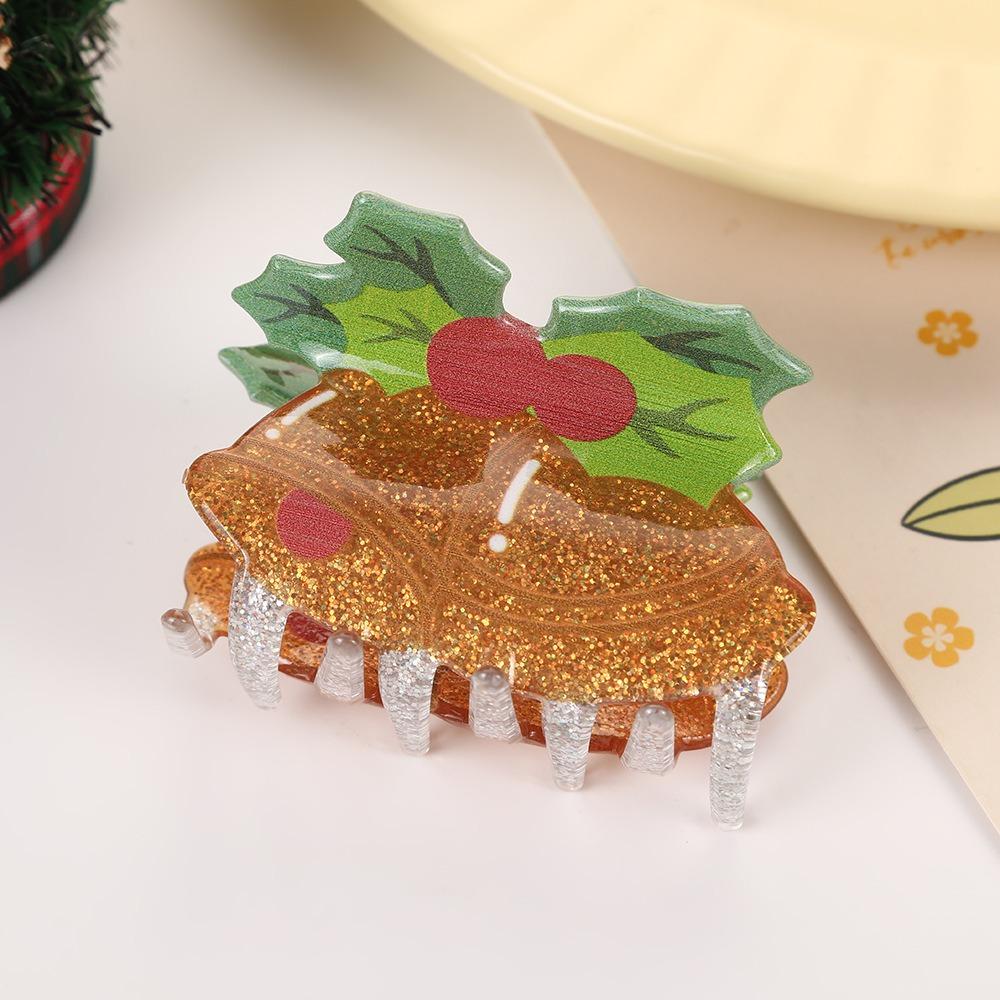 Acrylic Christmas Tree Hair Claw Snowhouse Cartoon Hair Grab Clip Santa Claus Shark Clip Girl