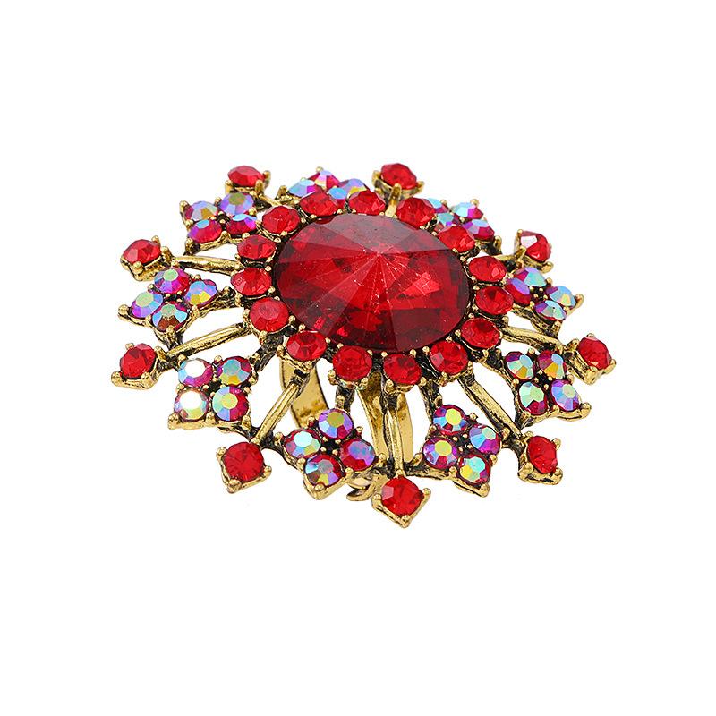 

Новое синее красное шампанское цветное кольцо с кристаллами для женщин и девушек, большой золотой цветок, обручальное кольцо, кольцо на палец, подарок на вечеринку красный