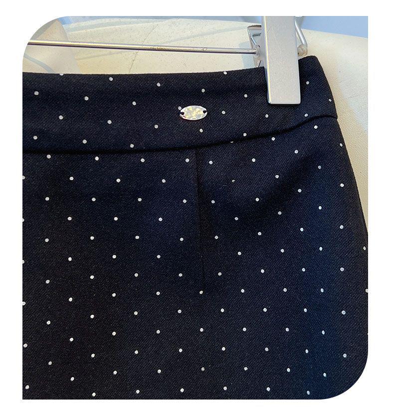 Women's Gray Polka Dot Wool A-Line Hip-Hugging Midi Skirt - Autumn/Winter 2025 Collection