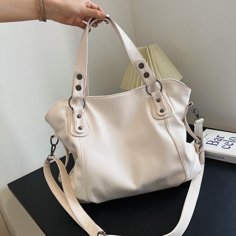 

2025 Нова жіноча сумка-тоут через плече - Велика місткість, М яка шкіра, Проста сумка на плече для поїздок на роботу Large Capacity брудно-білий