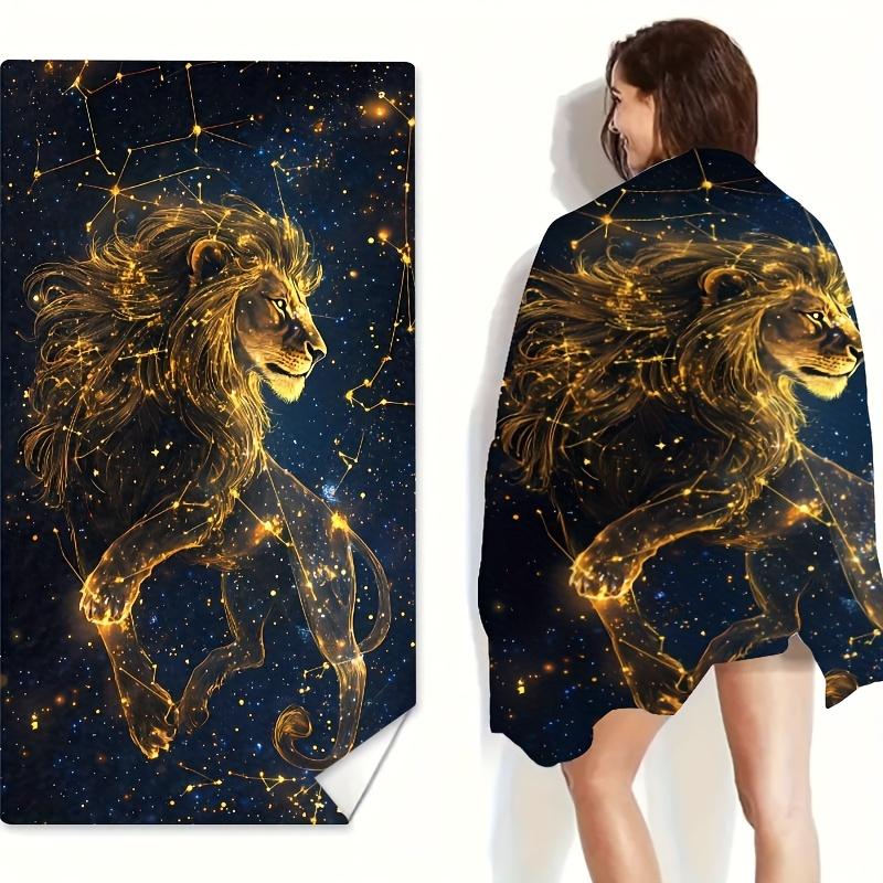 

Lion Print Microfiber Beach Towel, Super Absorbent Contemporary for Beach Pool Bath Camping Yoga W30*H60(CM)