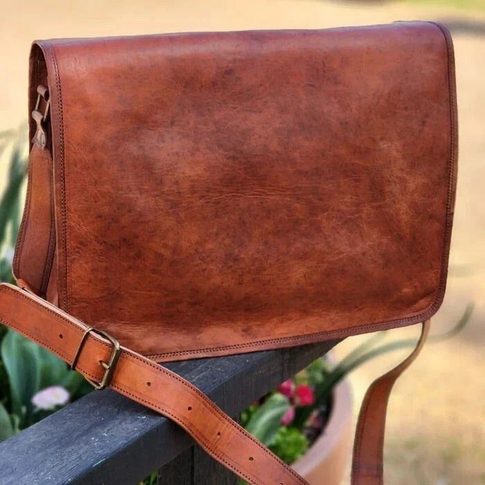 

Сумка Кожа Мужская Натуральная Мессенджер На Плечо Ноутбук Путешествия Винтаж Ручная Работа 13 x 10 x 4 in