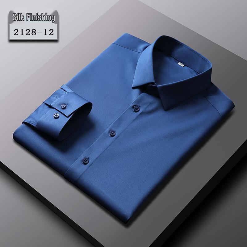 

Мужская немнущаяся рубашка с коротким рукавом из шелкового сатина однотонной расцветки M/38