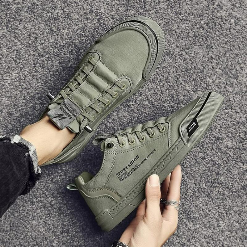 Fashion Men's Canvas Shoes Fashion Solid Color Green Casual Shoes For Men Comfortable Flat Breathable Walking Sneakers Chaussure Hommes
