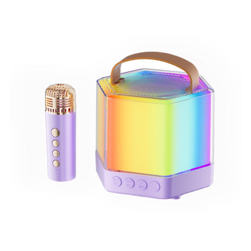 

Q7 Беспроводной Bluetooth-динамик и микрофон с подсветкой - Портативный уличный караоке-динамик Q7 Single Microphone фиолетовый