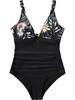 European & American Sexy Mesh Deep V One-Piece Swimsuit for Women