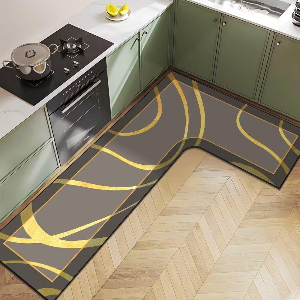 Nordic Light Luxury Diatom Mud Household L-shaped Kitchen Floor Mat Water Absorption  Anti-slip  Quick-drying and Easy-to-maintenance Floor Mat