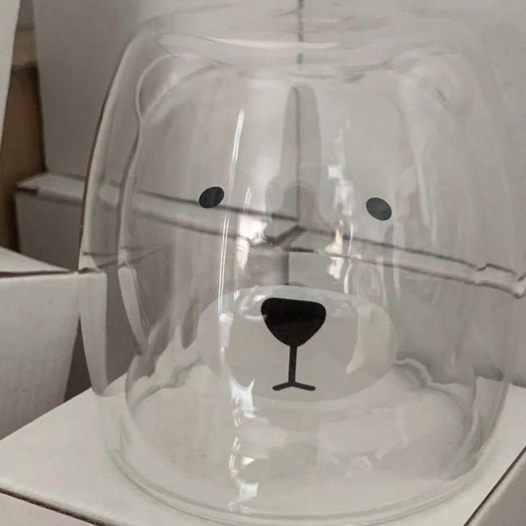 Double-Layer Cartoon Bear Insulated Glass Cup