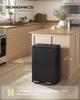 SONGMICS Kitchen Bin, 2 x 8 Gallon (2 x 30 L) Dual-Compartment Pedal Rubbish Bin with Soft-Close Lid and Inner Buckets, Steel, Includes 15 Liner Bags