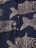 Übergroßes, lockeres Vintage-Kurzarmhemd mit Karpfen-Vollfisch-Print für Herren, lockeres Sommerhemd, trendiges Streetwear-Oberteil für Männer
