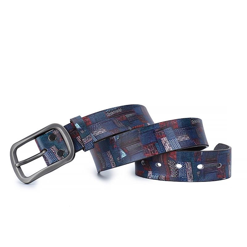 Style Graffiti Color Genuine Leather Belt Color Printed Pure Leather New Belt