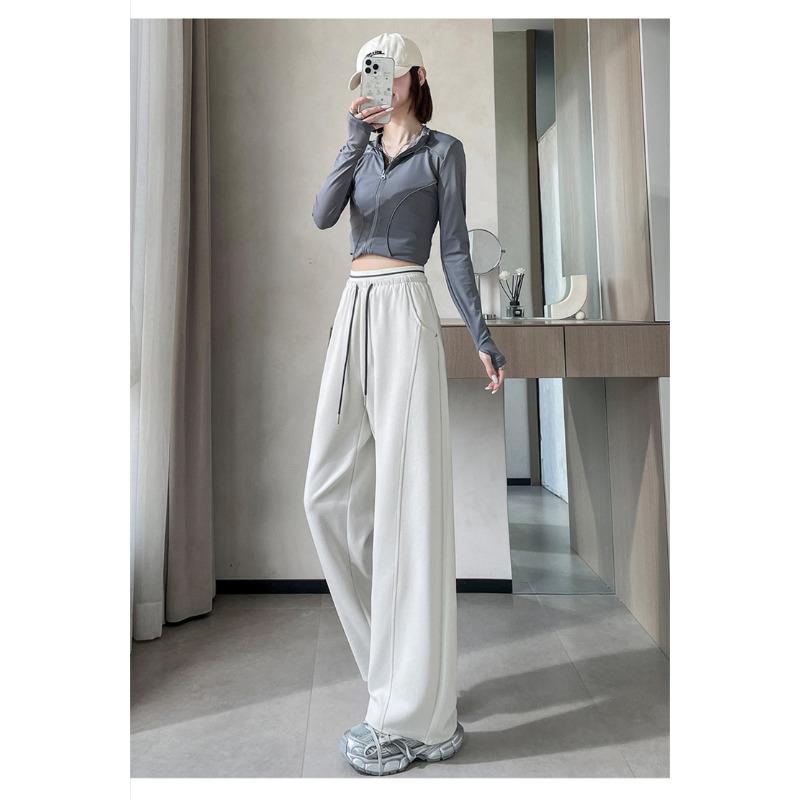 

Drape High Waist Casual Simple Splicing Straight Narrow Version Thin Wide Leg Trousers 2XL