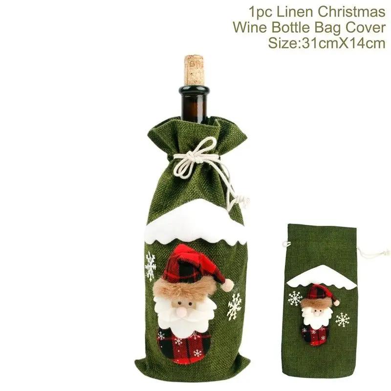 Kreatives Weihnachts-Weinflaschen-Set, goldenes Samtkleid, Weinflaschenhüllen, Ärmel, Weihnachtsmann, Schneemann, Weihnachten, Neujahr, Tischdekoration