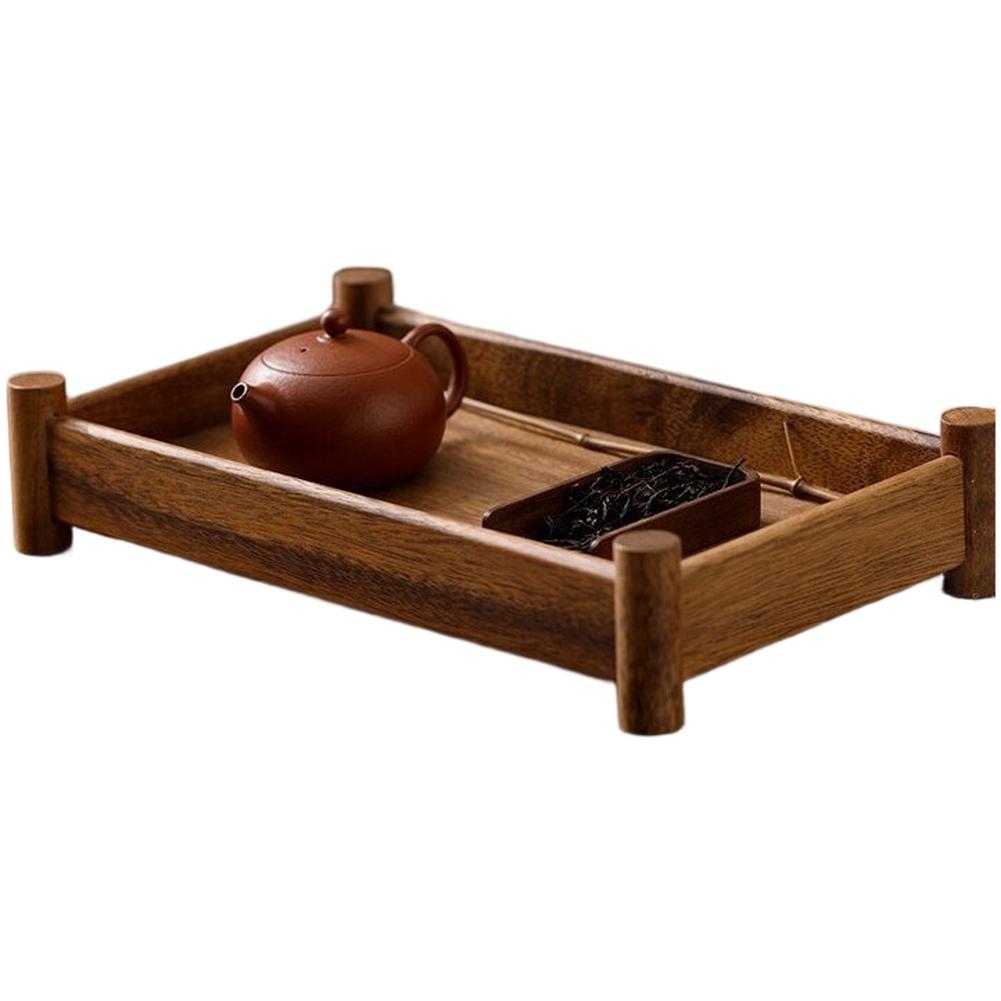 1 Stück Teetablett 3 Größen S/M/L Chinesisches Teetablett Walnussholz Servierplatte Vintage Aufbewahrungsregal Trockener Teetisch Teegeschirr-Zubehör