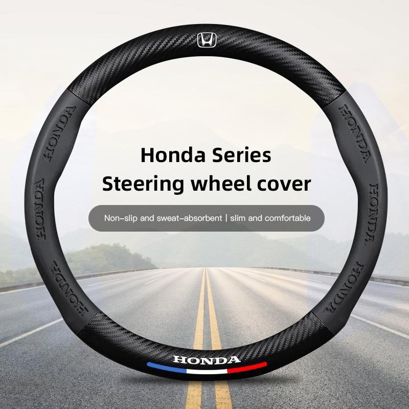 WBV5  38cm Car Carbon Fiber Steering Wheel Cover For Honda Civic FIT CRV Accord Jazz HRV Car Interior Non-slip Steering Wheel Cover
