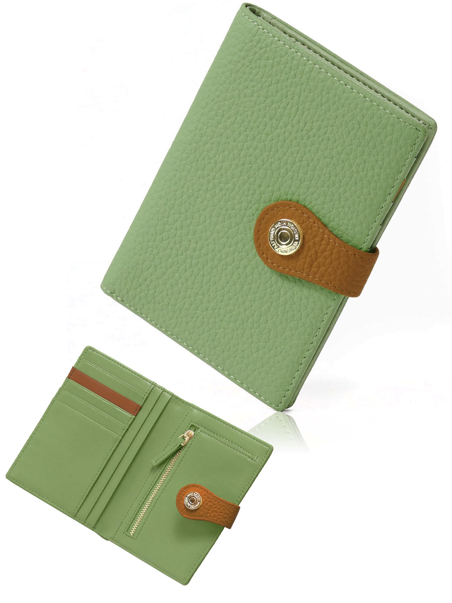 

Женский кошелек Blanc Pomme из натуральной кожи, двухцветный дизайн, тонкий и стильный, зеленый, bp-1087