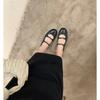 Fashion Women Shallow Mouth Round Toe Flat Mary Jane Shoes Ballet Flats Double Breasted Strap Shoes Female Low Heels Pumps Summer