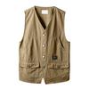 Jarní podzimní rybářská vesta Jednobarevné Kapsy Bez rukávů Výstřih do V Korejský styl Volná vesta pro outdoor