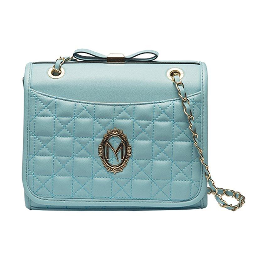 Mujeres Girls Bordado enrejado Hombro Mensajero Dual Cadena Crossbody Bolsa Mujeres Girls Bordado enrejado Hombro Mensajero Dual Cadena Crossbody Bolsa