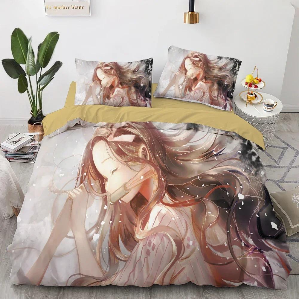 Anime Kawaii Bedding Set Japan Anime Loli Duvet Cover Set Kids Bedroom Cartoon 3D Printed Quilt Cover Bedroom Gift