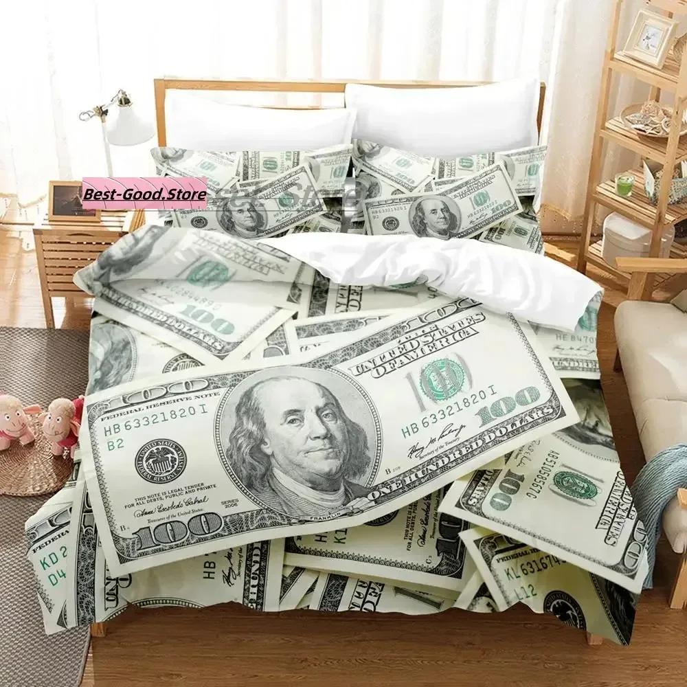 Dolar Beding Set Single Twin Ful Quen King-Sized Dimensionsd Dimensions Bed Linen Set Aldult Kid Bedrom Duvetcover Sets 3D Print Money bed shet set