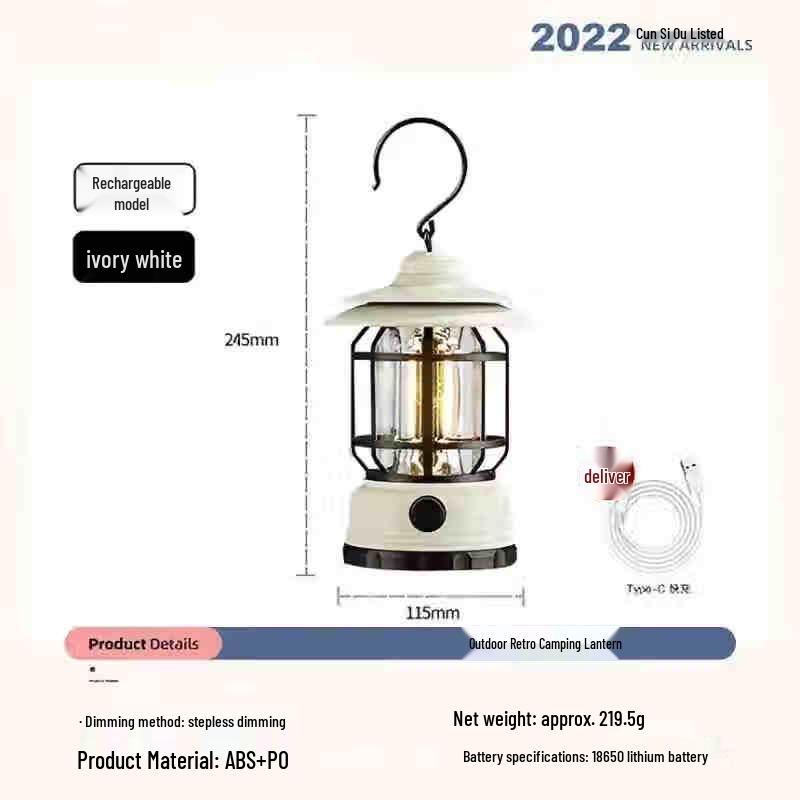 Retro Flame Effect Portable Camping Lantern