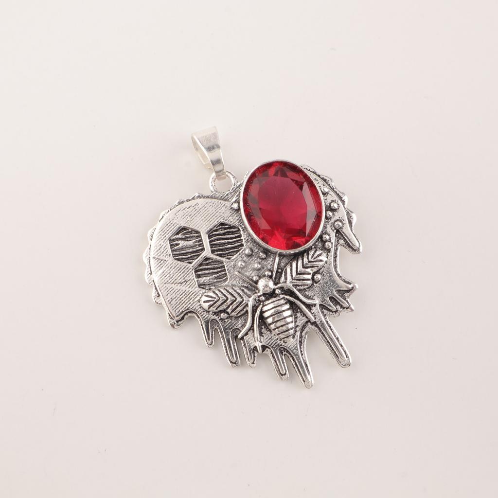 Pink Rubellite Gemstone 925 Sterling Silver Handcrafted Partywear Pendant 1.49" CP-28-13