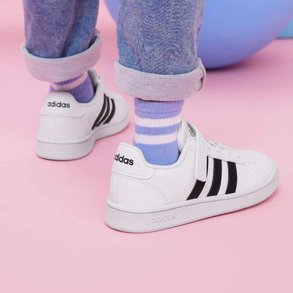 adidas Neo GRAND COURT C Hook and Loop Cushioning, Wear Resistant Low Top Skateboard Shoes White Black EF0109