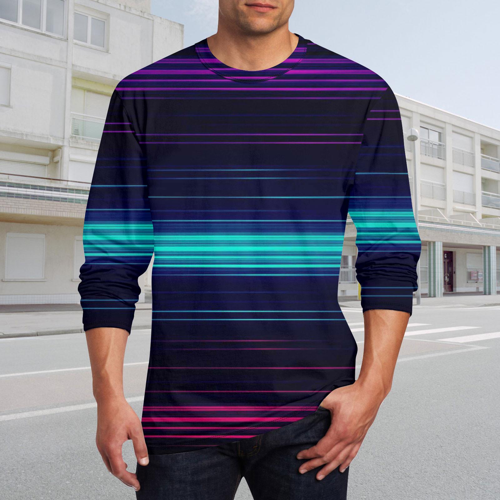 

Муж. Футболка Круглый вырез Одежда Одежда На открытом воздухе Длинный рукав С принтом Модельер Винтаж XL циан