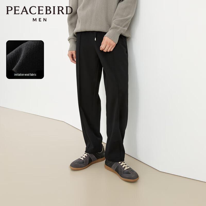 

PEACEBIRD Men s Faux Wool Straight-Leg Drawstring Winter Casual Pants 34