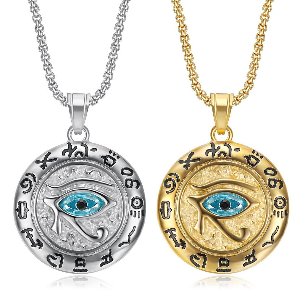 Vintage Ancient Egyptian Horus Eye Pendant Eagle Head Divine Eye Pendant Necklace 026 Fashion Trend Inlaid Zircon Men's Exquisite Jewelry