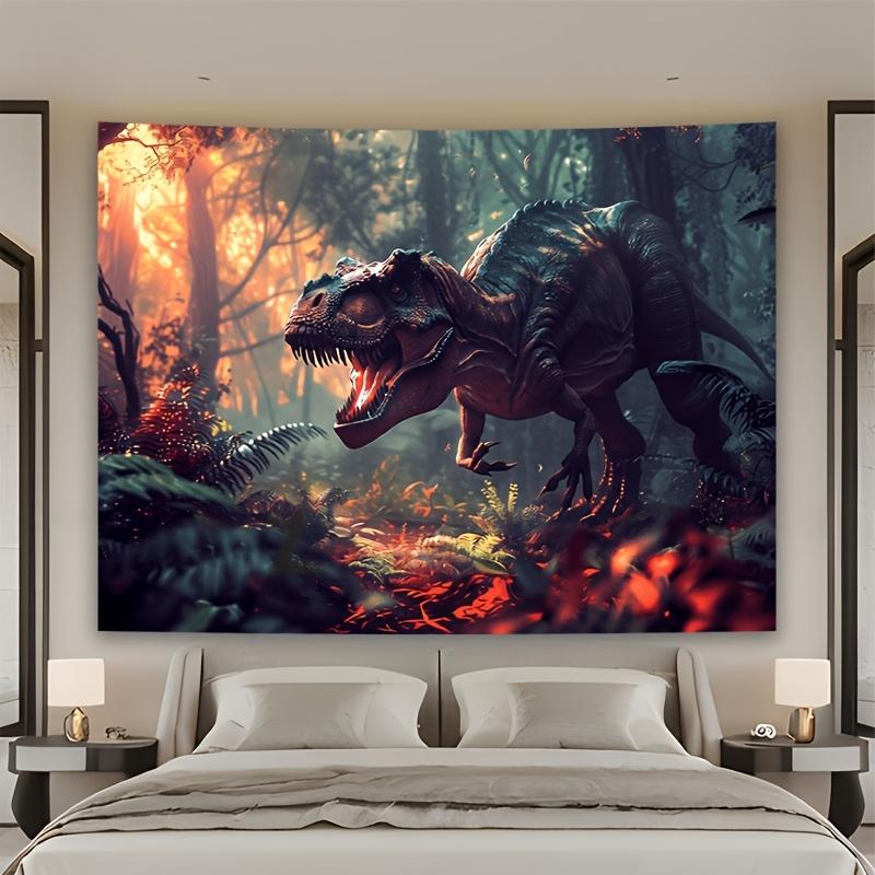 Giant Dinosaur Tapestry 150x300cm Jurassic Jungle T-Rex Roaring Prehistoric Wall Hanging Art Print