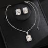 Square Water Drop Jewelry Two-Piece Necklace Earrings Square Pendant