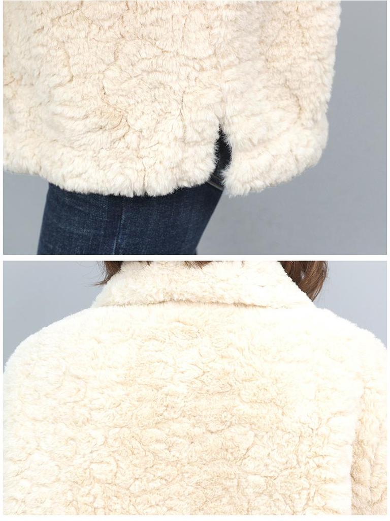 Women's 2024 Lambswool Fur-Lined Coat: Versatile, Loose-Fit Winter Short Cotton Jacket for Fashionable Moms