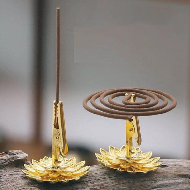 1/4 Stuks Wierookstokhouder Mini Lotus Geurclip Wierookbrander Kegels Rokerige Theehuis Sandelhout Spiraalbasis Woondecoratie