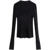 Calvin Klein Solid Color Polo Neck Casual Double Zipper Knit Sweater Women sweater Space-Black J223331