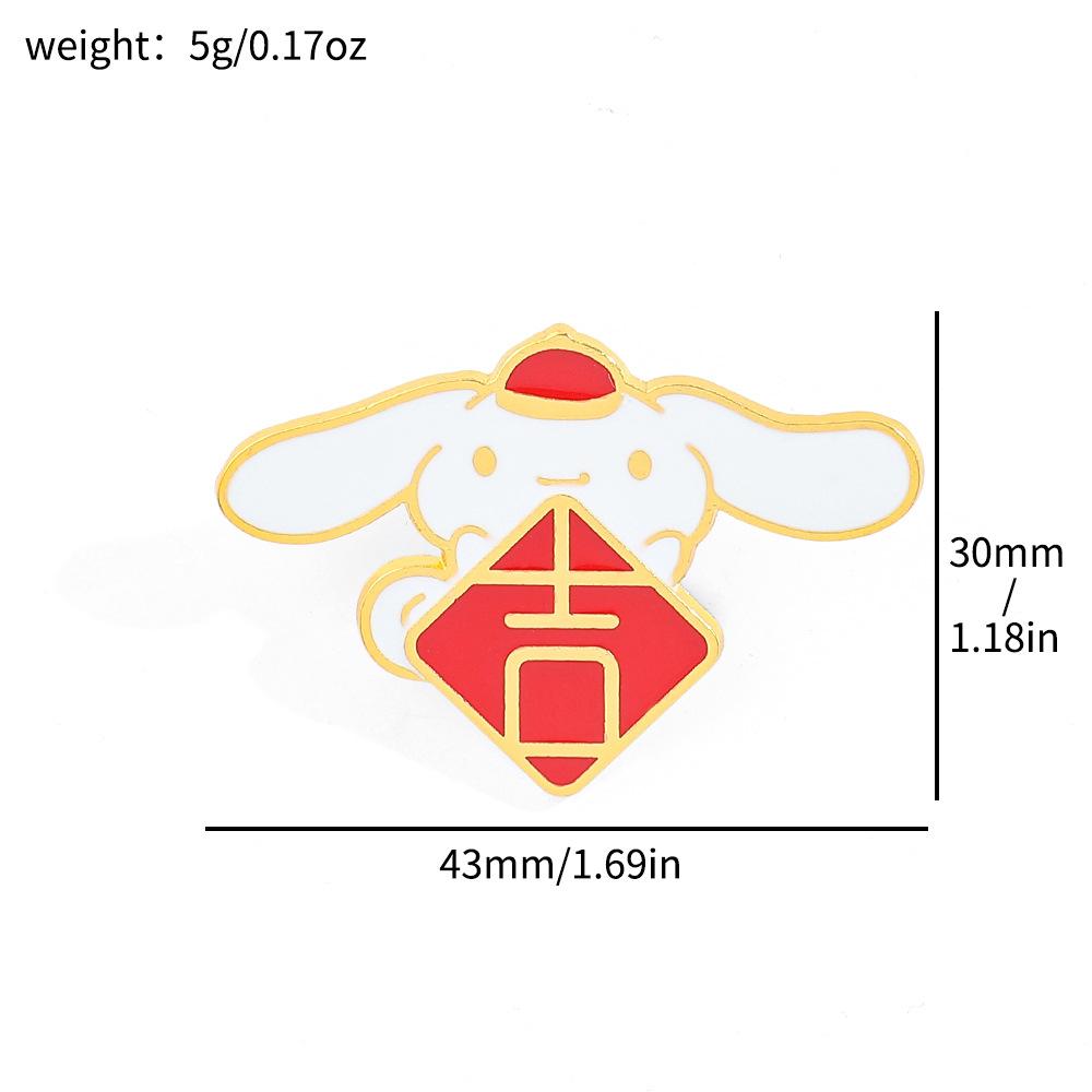 Креативный новогодний образ Sanrio Металлическая значок Китти Кот Пудинг Собака Мелоди Брошь