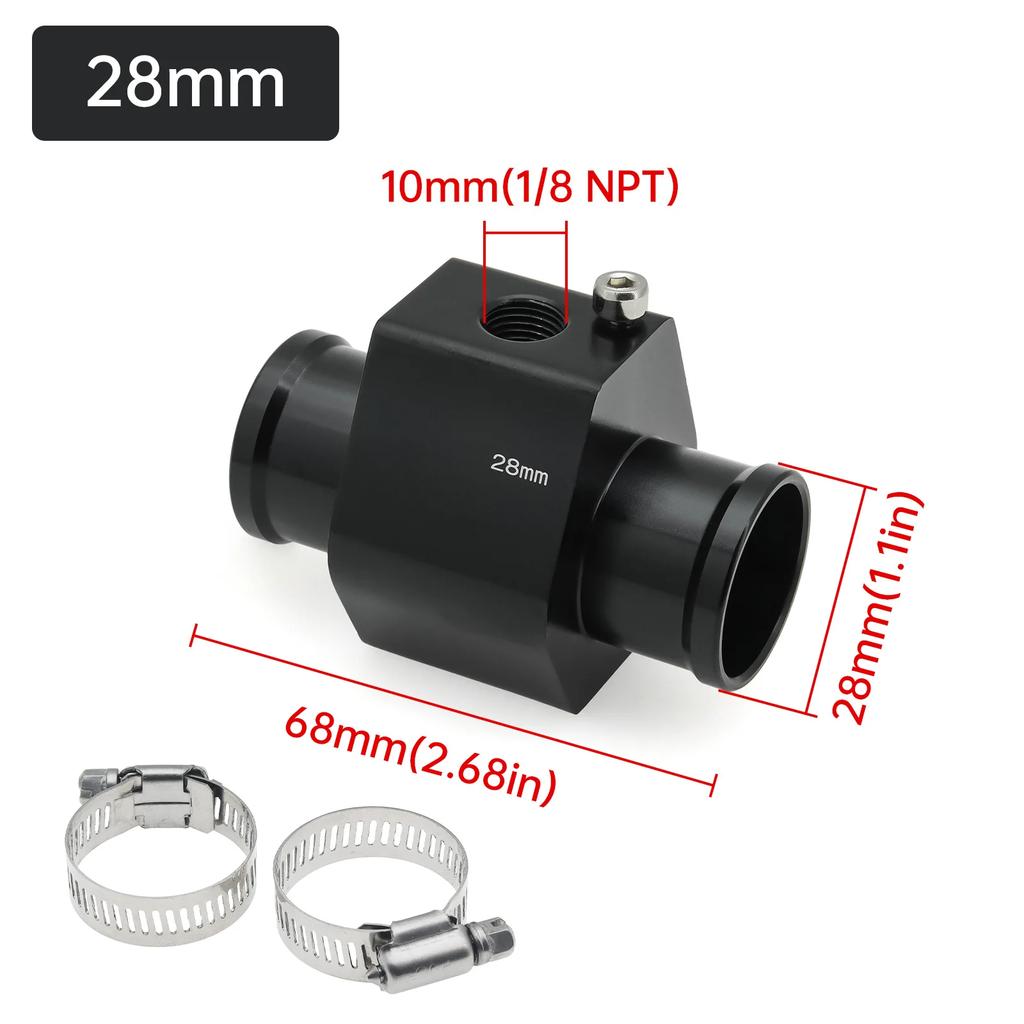 Water Temperature Sensor Adapter Pipe 28mm / 30mm / 32mm / 34mm / 36mm / 38mm / 40mm Gauge Radiator Hose Adapter Blue / Black