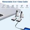 Retractable 3-in-1 Data Cable stretch and shrink 60W fast charging cable Type-C