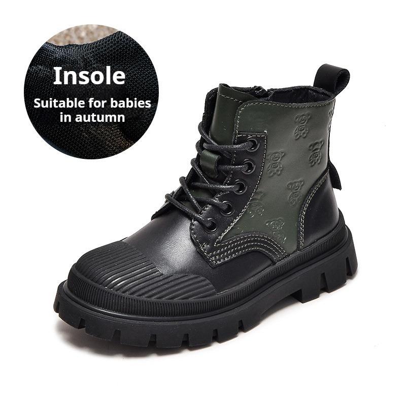 Children's British Style Velvet Ankle Boots Soft Sole Leather Boots