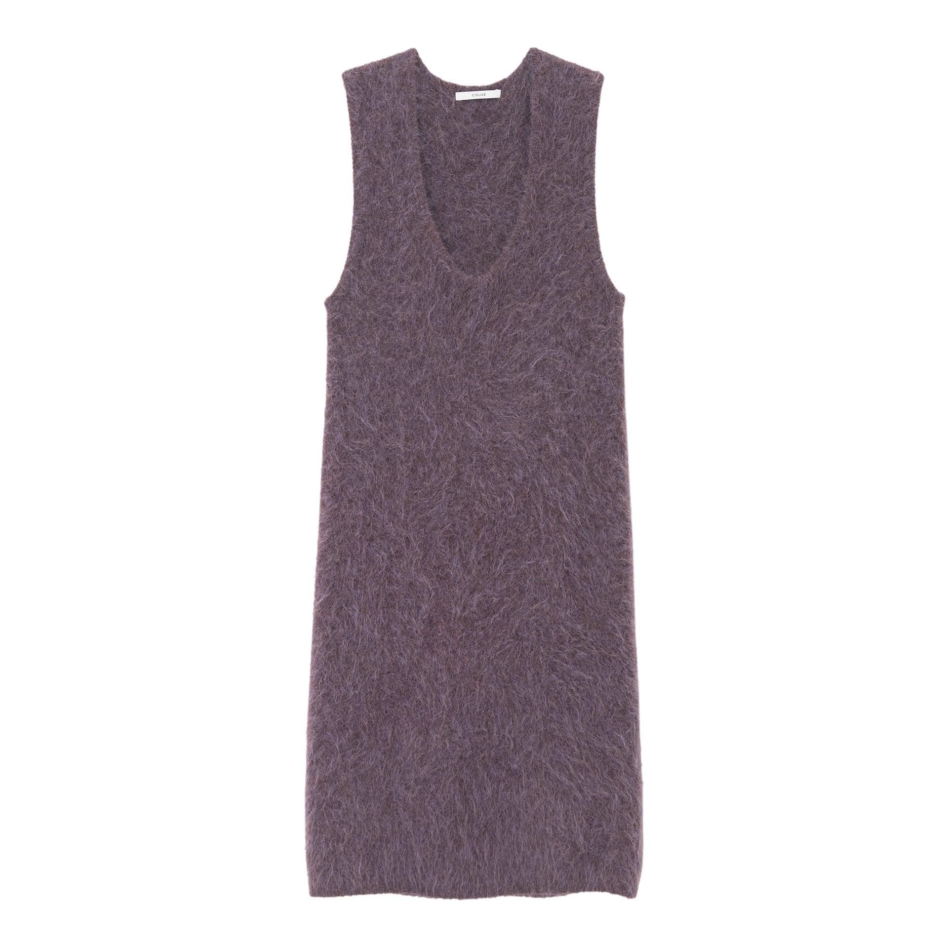 

Winter Alpaca Plush V-neck Soft Lightweight Warm Vest Dress - C5524 One Size темно-фіолетовий колір