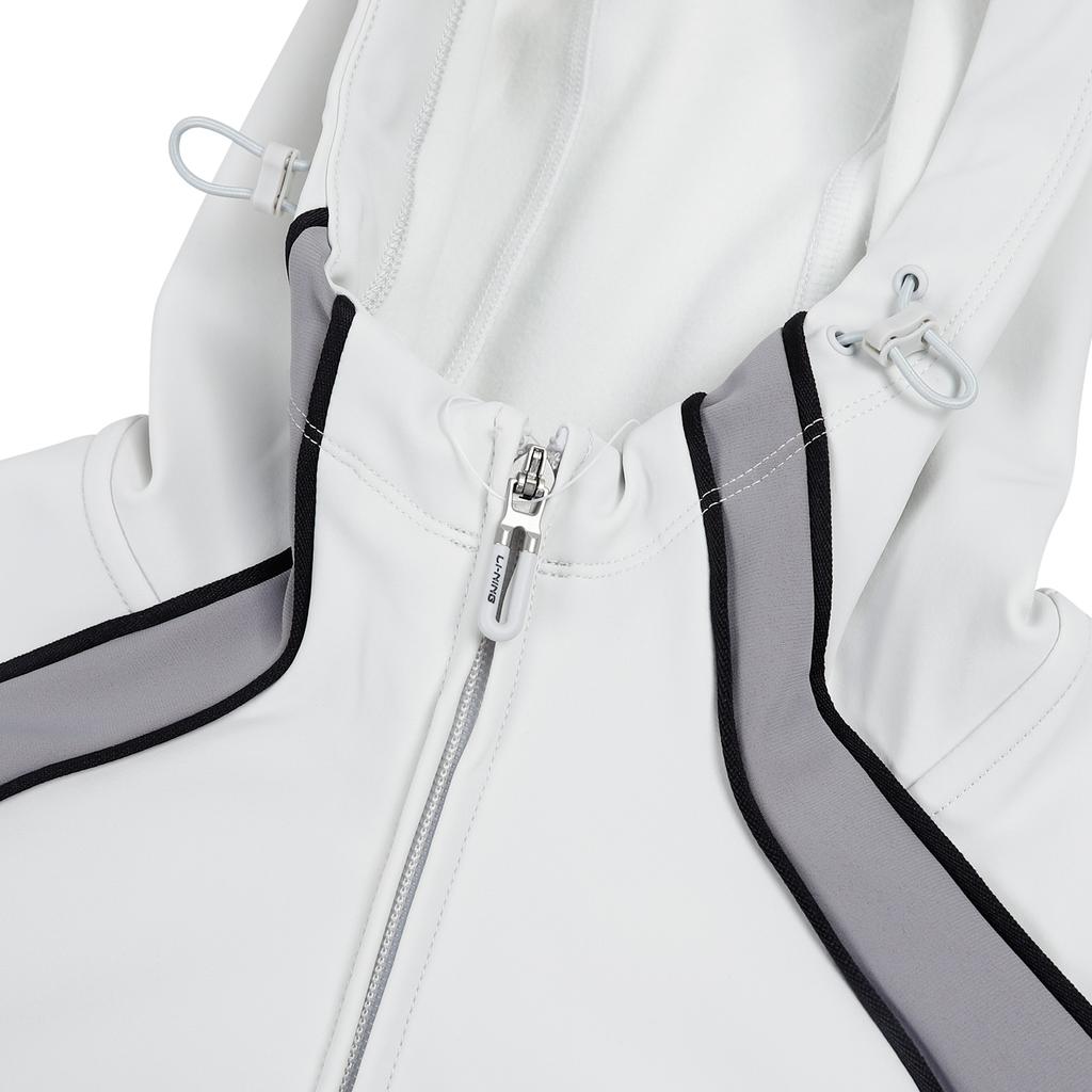 Li Ning Jackets Unisex Shanxi Team, White Hooded Thickened Soft Shell AWDVM45-2