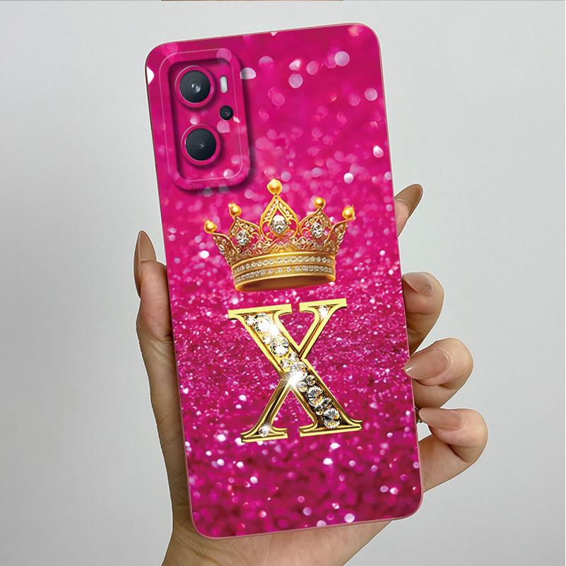 

For Realme 9i 4G RMX3491 / Oppo A96 CPH2333 Fashion Initial Letter Couple Phone Case Soft Silicone TPU Lens Protective Casing Realme 9i 4G