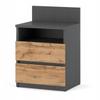 Bedside Table 40cm Gray Oak Wotan 2 Drawers Shelf For Bedroom