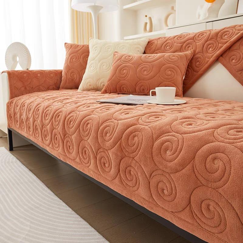 Winter Short Plush Non-Slip Sofa Cushion Warm Living Room Sofa Cover Flannel Thickened Soft Armrest Backrest Pillow Cover