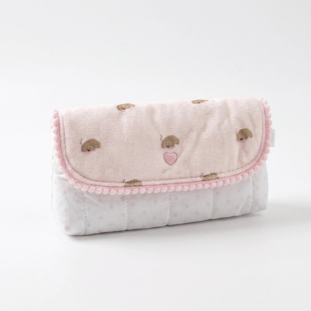Large Capacity Puppy Quilted Pencil Case Soft Polyester Stationery Bag Sweet Coin Purse Office Use