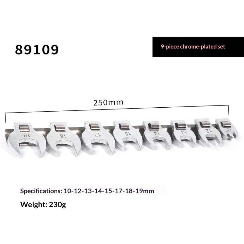 Versatile 9/11 Piece 3/8" Drive Flare Nut and Crowfoot Wrench Set with Storage Rack