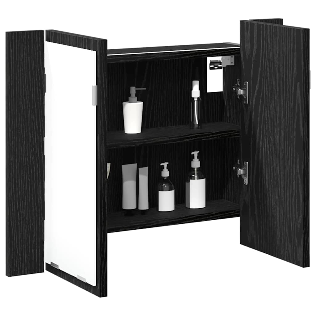 Bathroom Mirror Cabinet Black Oak Effect 60 x 12 x 45 cm