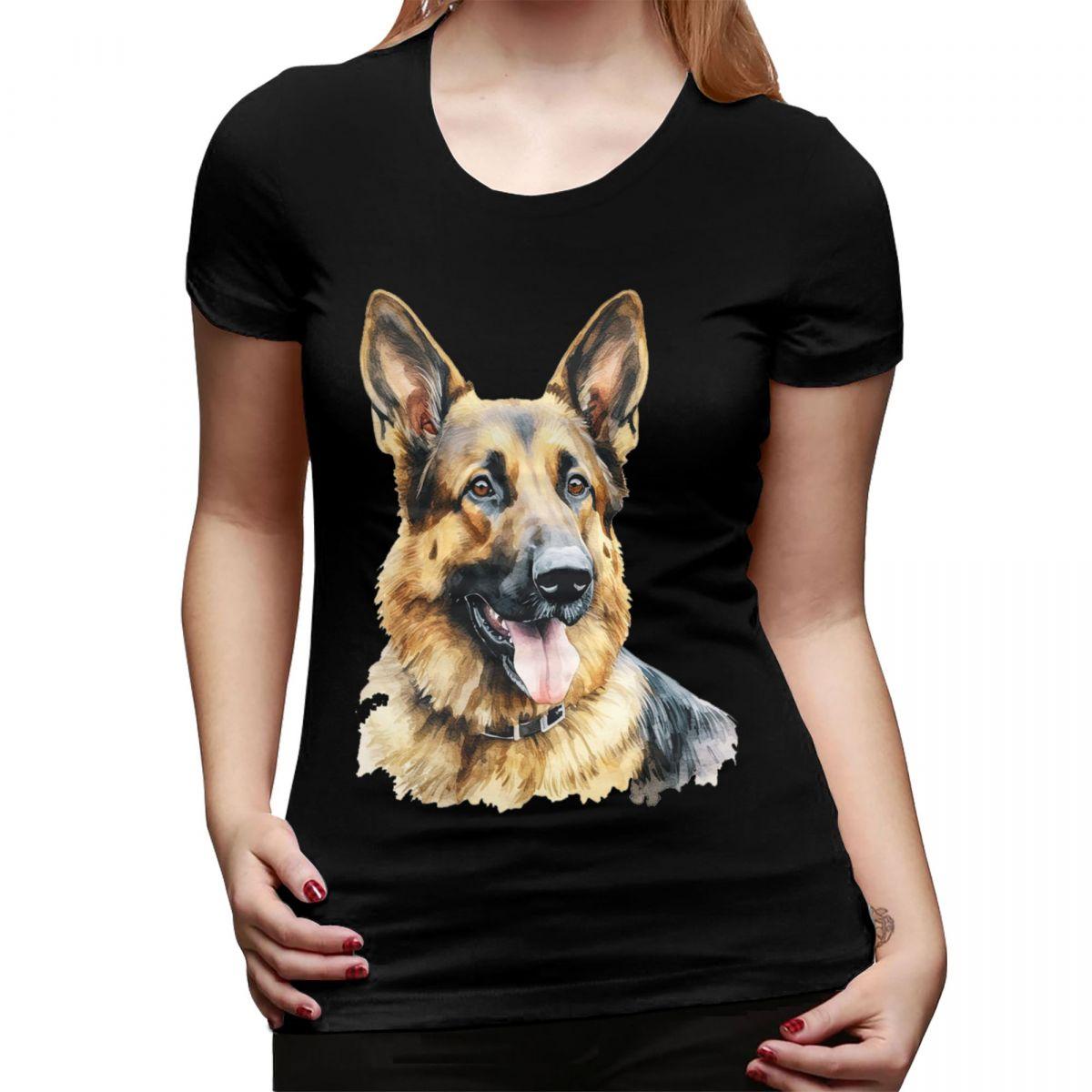 

Watercolor GerUnisex Shepherd TShirt for Women Round Neck Streetwear T Shirts Womens Short Sleeve Summer Clothes Tops 4XL
