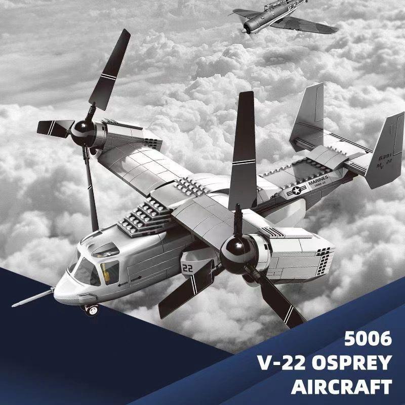 460PCS Blocks VMM-22 1/44 Aircraft Bomber Fighter Building Blocks Classic Construction Educational Toys Fighter Assembly Toys